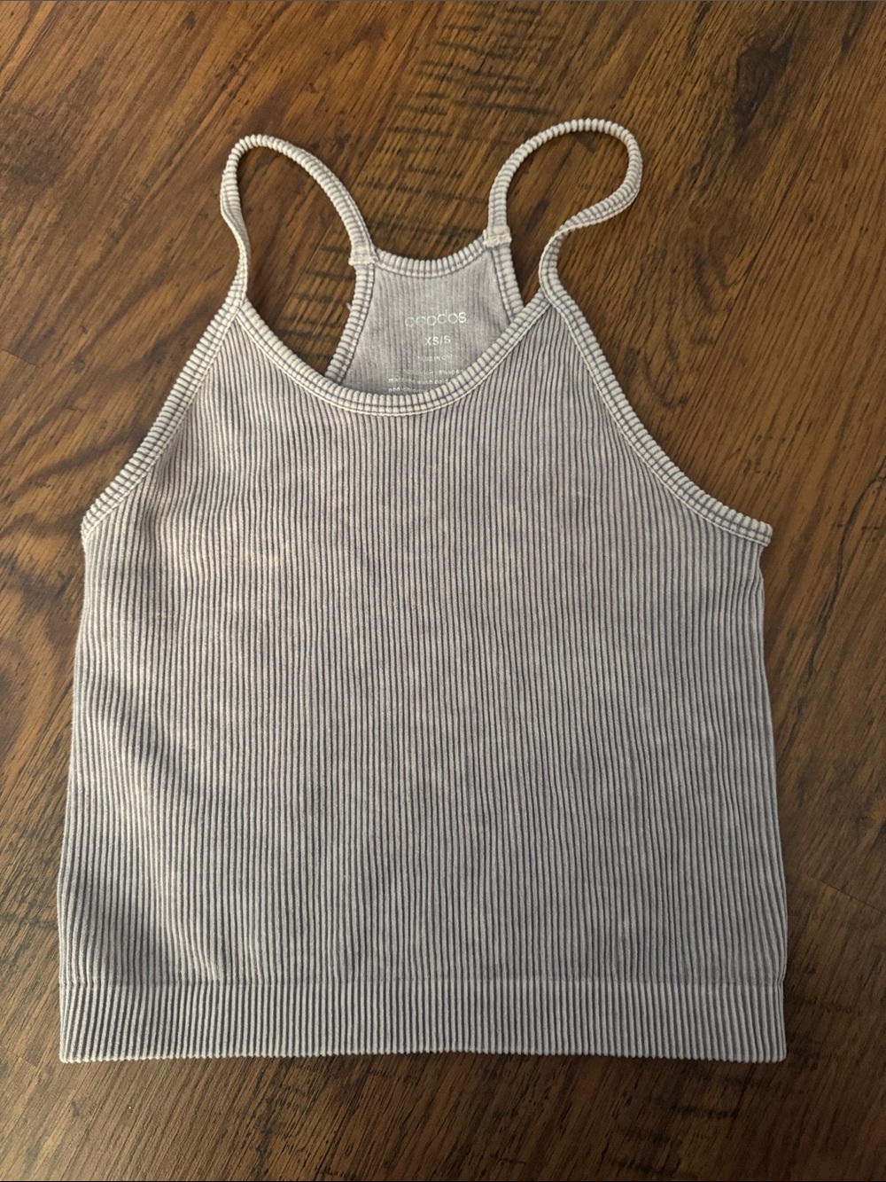 aerie Gray Ribbed Racerback Tank Top 2.R2